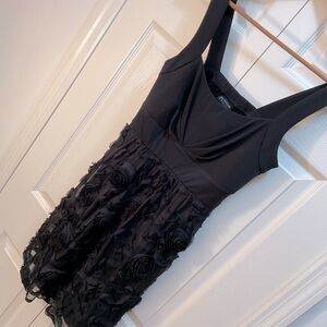 Black Dress LBD Sleeveless w/ Rosettes